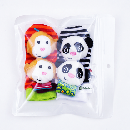 Bubelles Baby-Rasselsocken und Handgelenkrasseln – Produktansicht